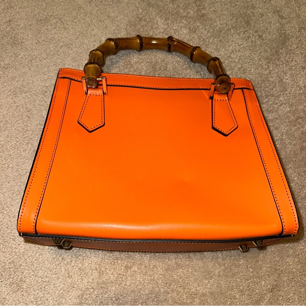 Orange Bamboo Handle Women's Bag